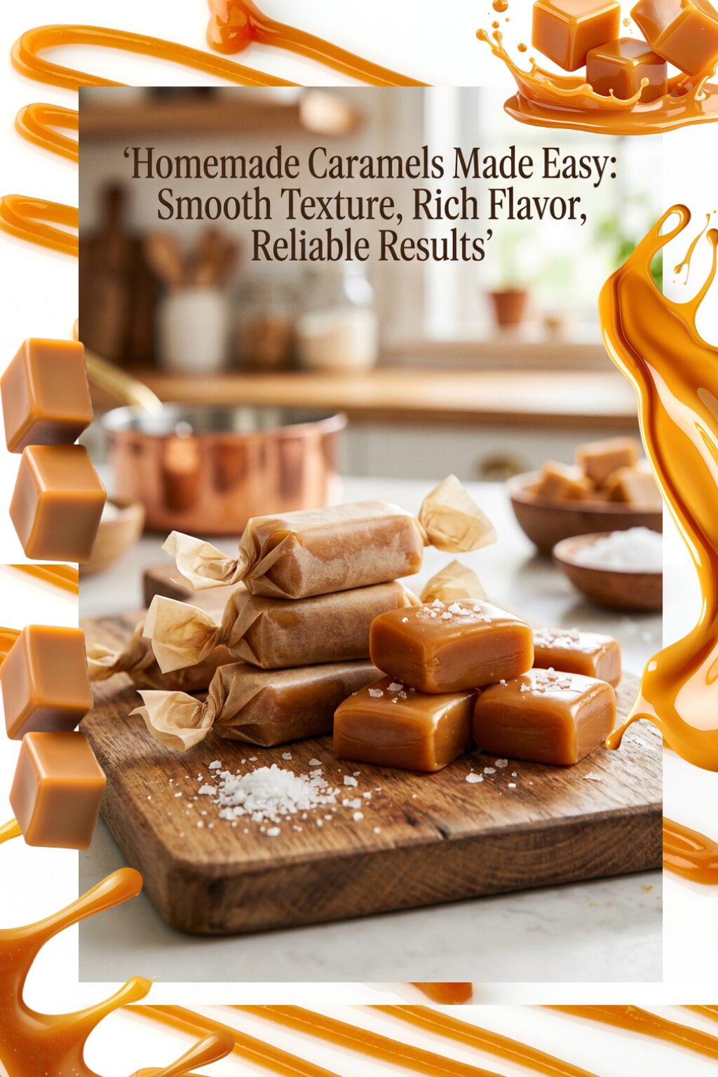 feature image size 1024 by 1536 pixels for : Homemade Caramels Made Easy: Smooth Texture, Rich Flavor,
