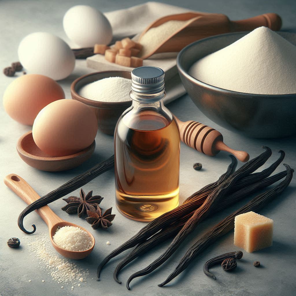 vanilla in bottle and bean